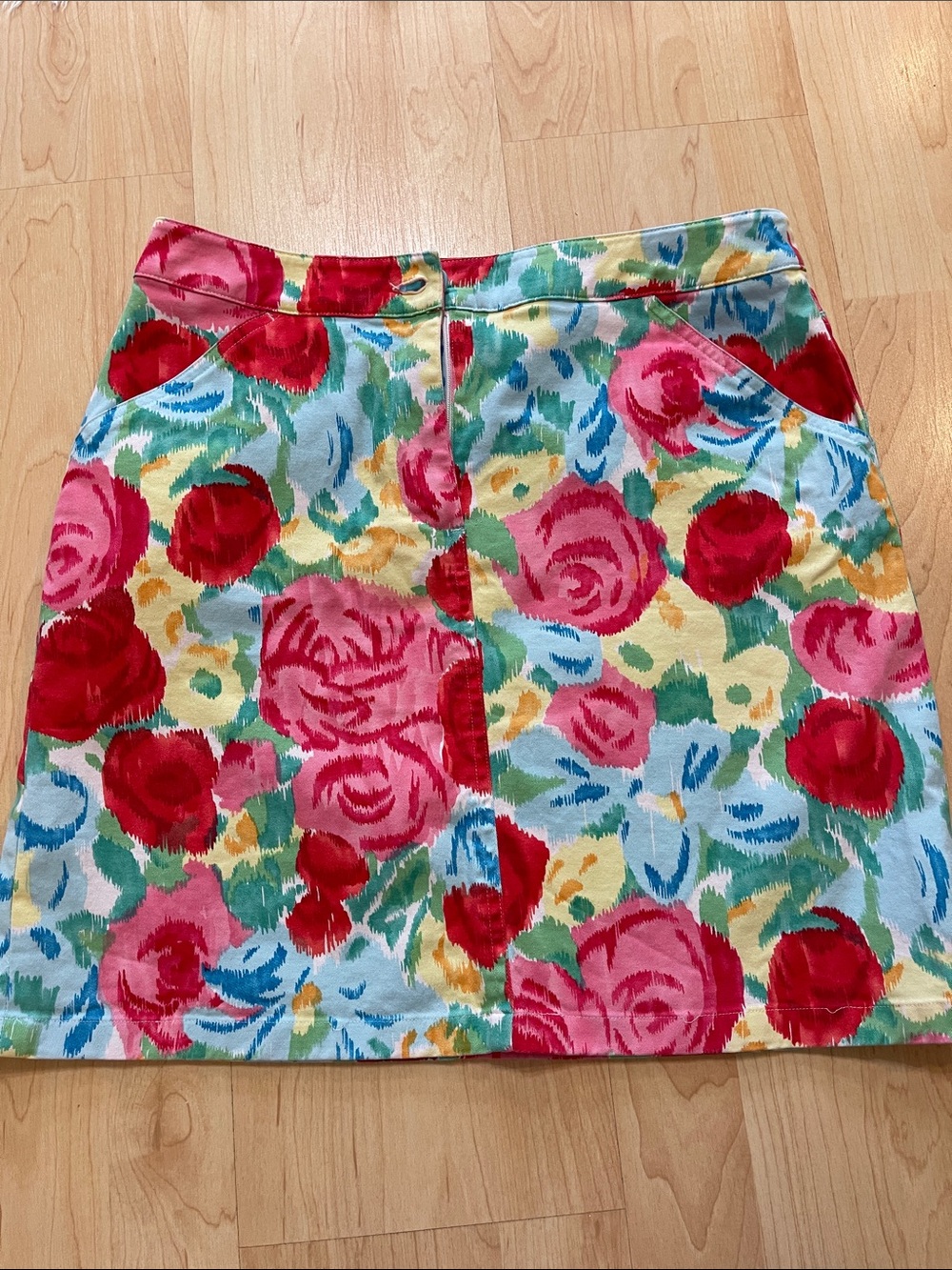 Vintage Talbots Floral Mini Skirt in Red, Pink, Blue, Green, Yellow